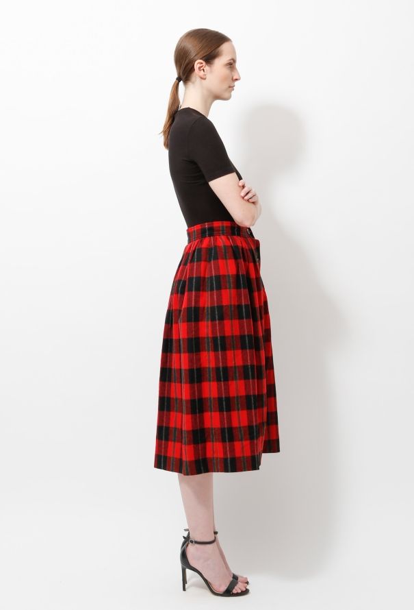 Saint Laurent 70s Plaid Wool Skirt - 3