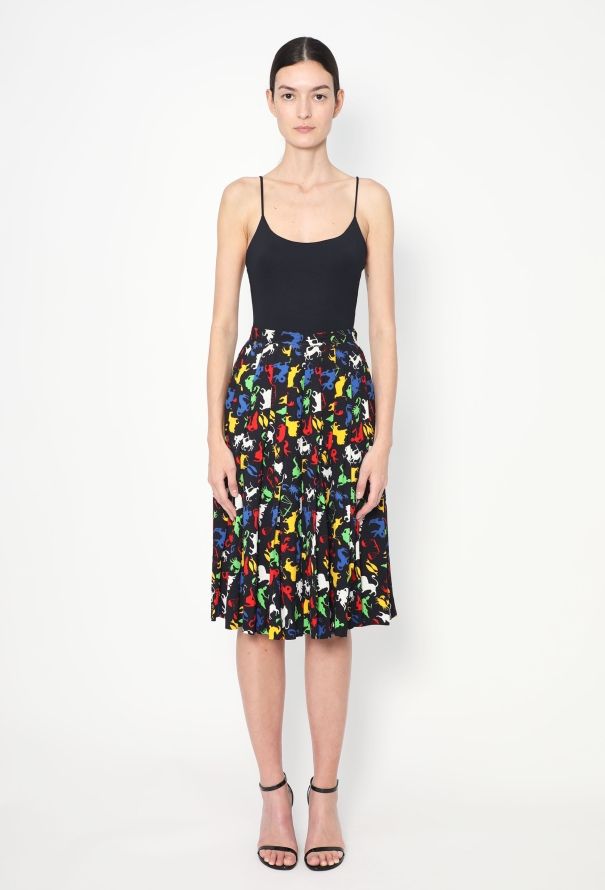 Saint Laurent S/S 1982 Pleated Zodiac Skirt - 3