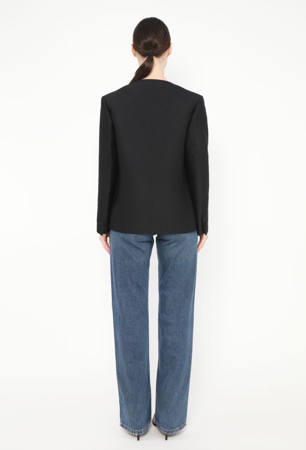 Saint Laurent Collarless Smoking Blazer - 4
