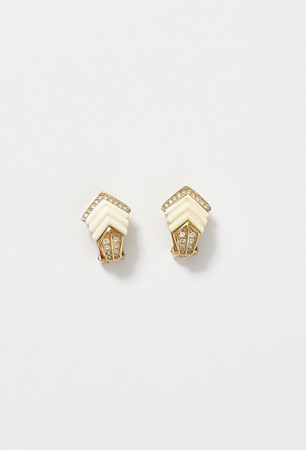 Dior '80s Strass Chevron Necklace & Earring Set - 2