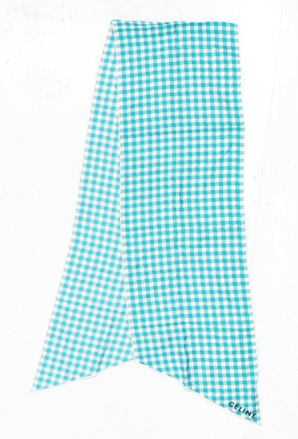 Céline Gingham Silk Scarf - 3