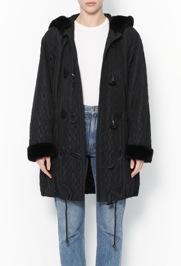 Saint Laurent 1993 Quilted Fur Trim Toogle Coat - 1