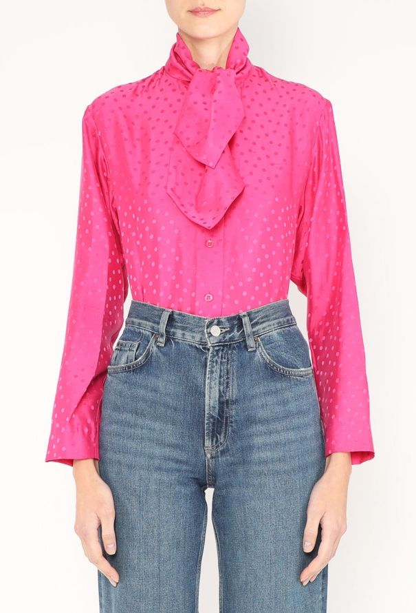 Saint Laurent Vintage Polka Dot Lavallière Blouse - 1