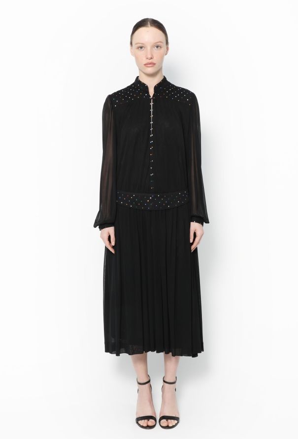 Louis Féraud '90s Embellished Chiffon Dress - 1