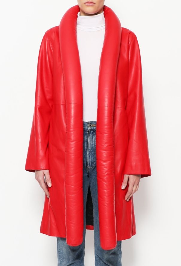 Loewe Belted Leather Puffer Coat - 3