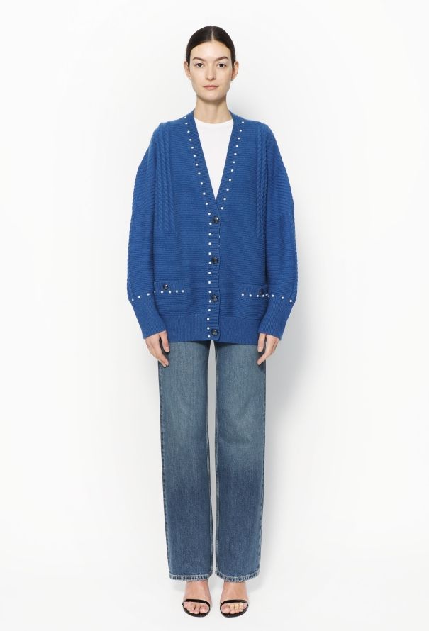 Chanel Cashmere Pearl Trim Cardigan - 4