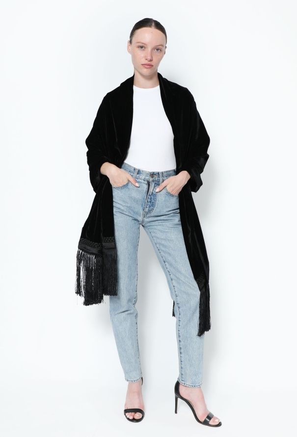 Saint Laurent Tom Ford F/W 2001 Velvet Tassel Shawl - 4