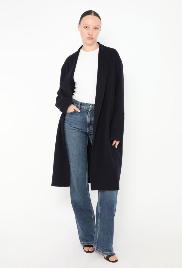 Céline Navy Cashmere Cocoon Coat - 3