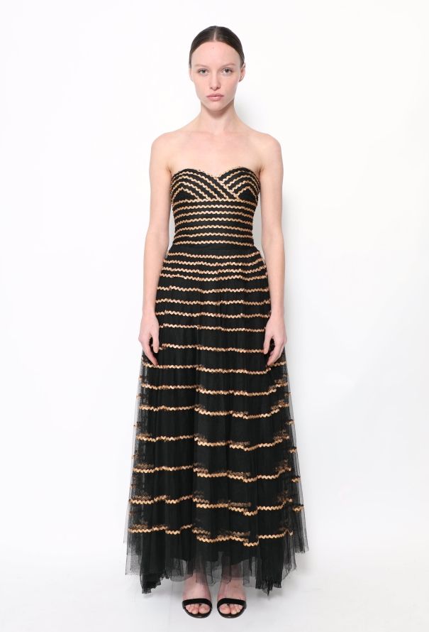 Metallic Tulle Sweetheart Gown - 1