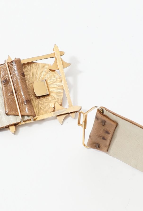 Dior 70s Ostrich Leather Pendant Buckle Belt - 4