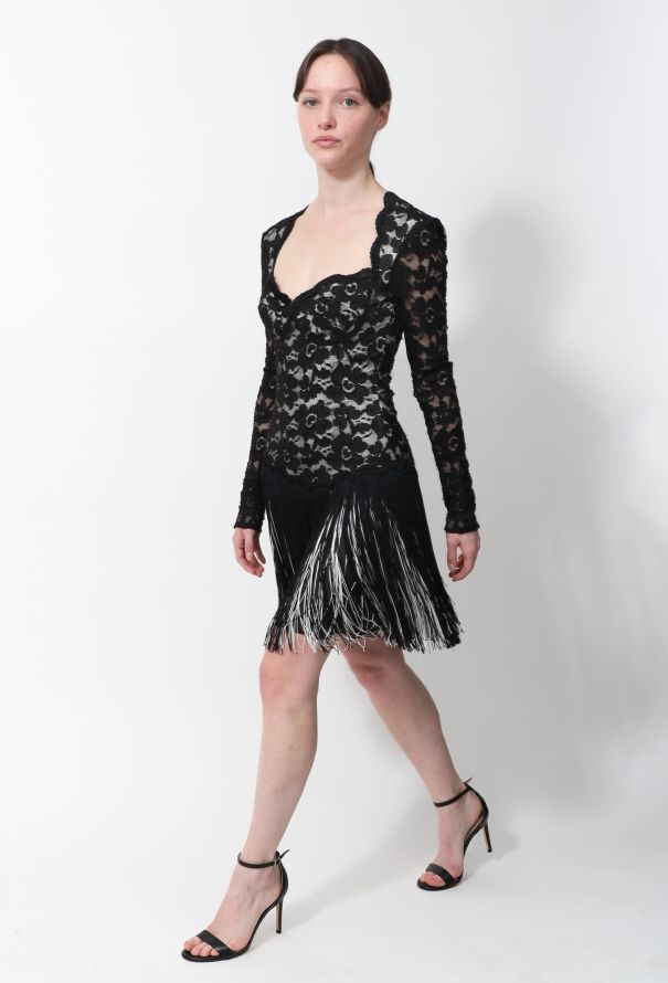 Embroidered Lace Evening Dress - 3