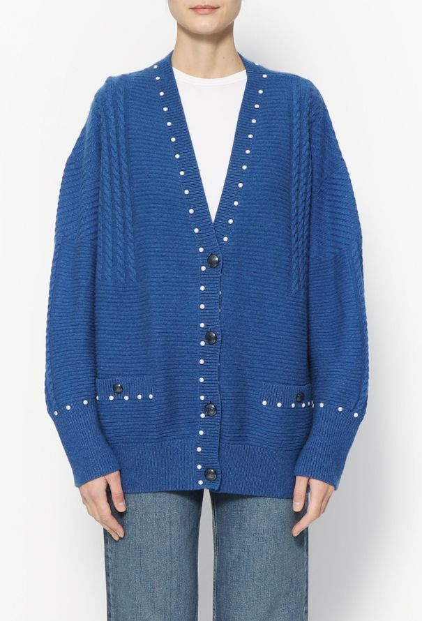 Chanel Cashmere Pearl Trim Cardigan - 1