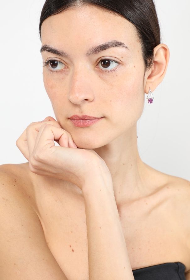 Mellerio 18k Gold, Diamond & 3.93 Carats Sapphire Tulip Earrings - 4