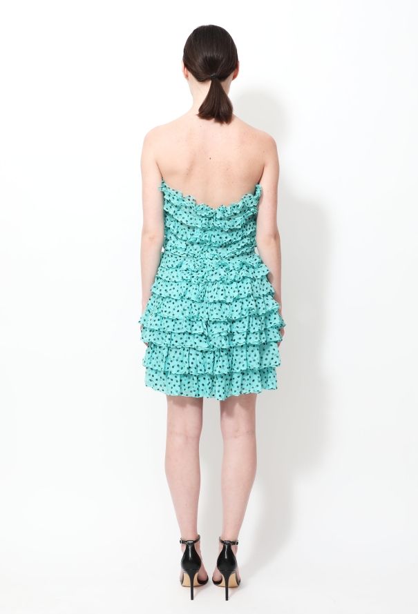 Saint Laurent Ruffled Polka Dot Chiffon Dress - 3