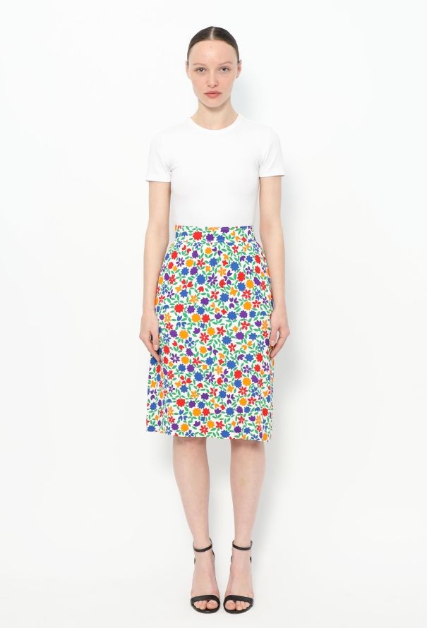 Saint Laurent '70s Floral Print Crêpe Skirt - 1