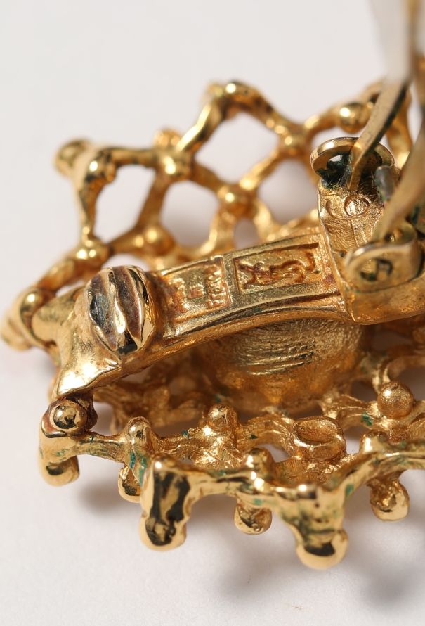 Saint Laurent Vintage Studded Heart Clip Earrings - 5