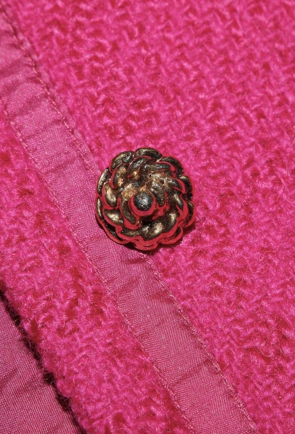 Chanel RARE '70s Fuscia Tweed Camélia Coat - 7