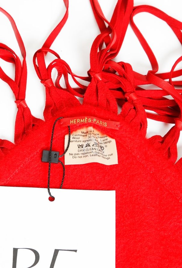 Hermès Sellier Leather Fringe Cashmere Stole - 4