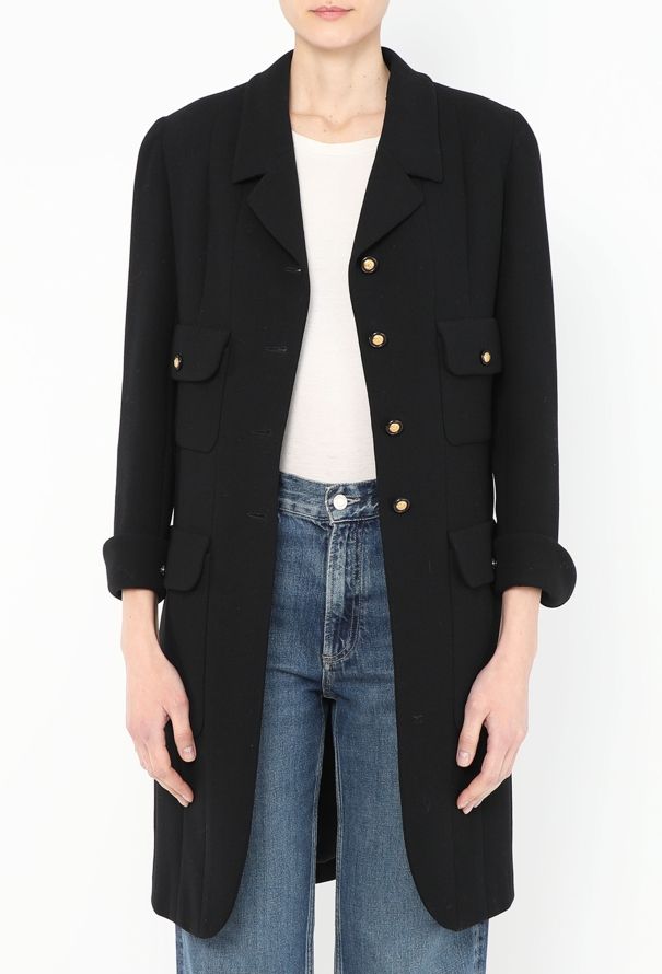 Chanel Rare 1993 Crêpe 'CC' Button Coat - 5