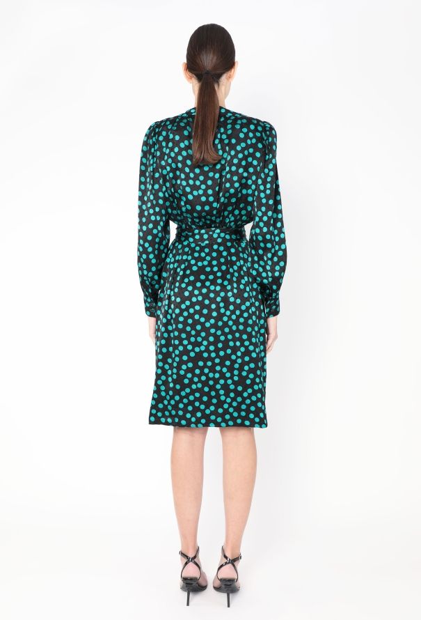 Saint Laurent Vintage Belted Silk Wrap Dress - 4