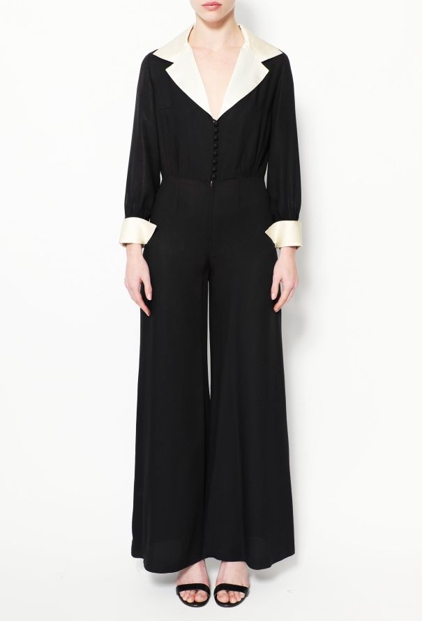 '70s Bicolor Flared Crêpe Jumpsuit - 2