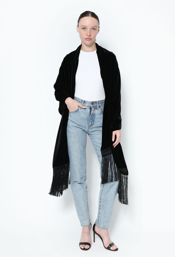Saint Laurent Tom Ford F/W 2001 Velvet Tassel Shawl - 3