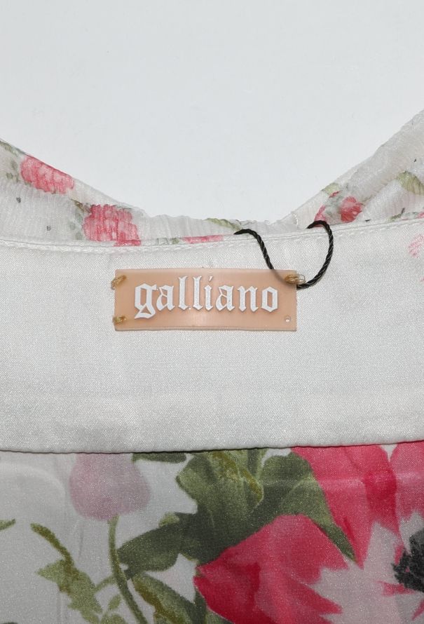 John Galliano 2005 Ruched Floral Silk Dress - 5