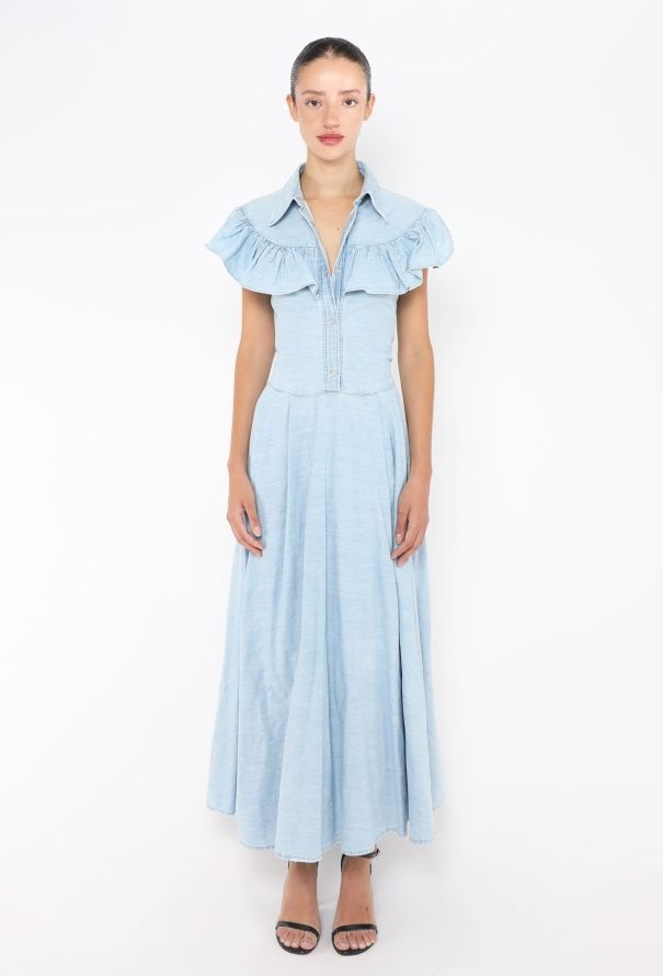 Miu Miu Denim Smock Maxi Dress - 4
