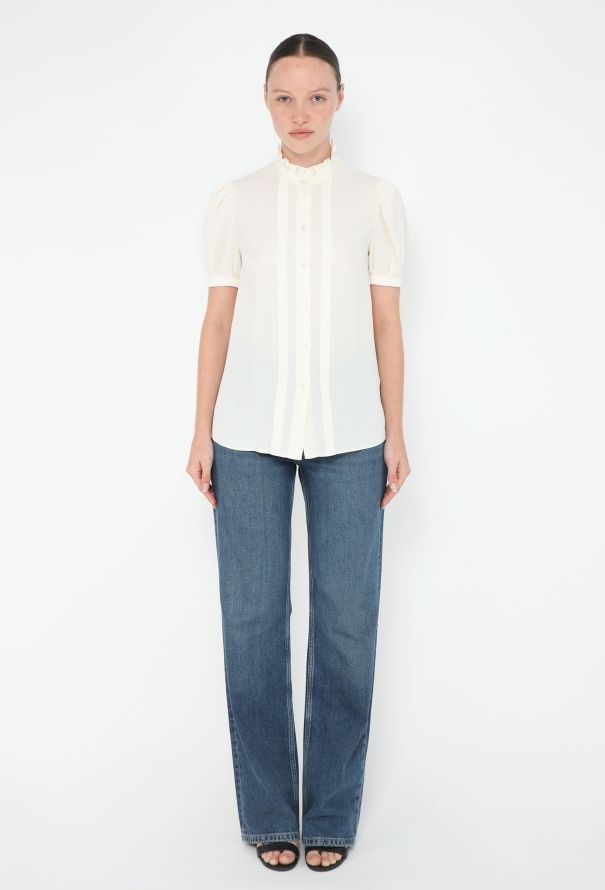 Céline 2020 Silk Ruffled Trim Blouse - 3