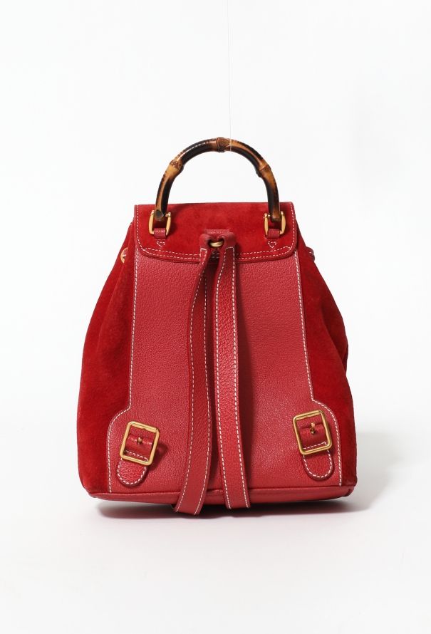 Gucci '90s Suede Bamboo Backpack - 5