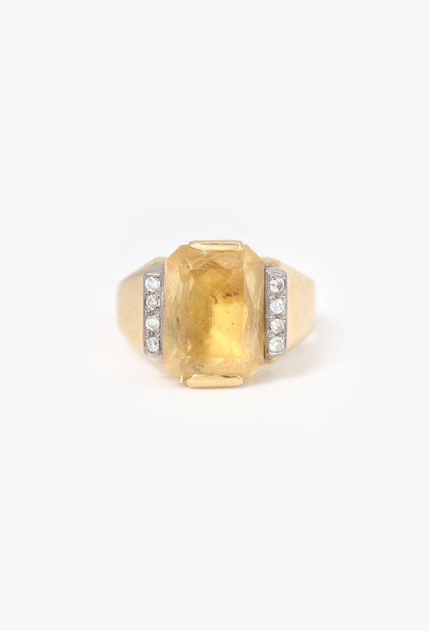 Vintage Fine Jewelry 18k Gold, Diamond & Citrine Ring - 1