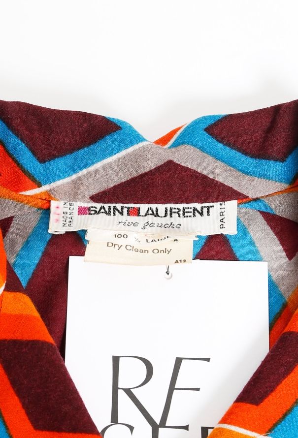 Saint Laurent 70s Diamond Print Wool Day Dress - 5
