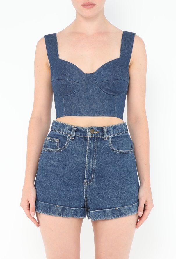 Cacharel '80s Denim Bustier Top - 2