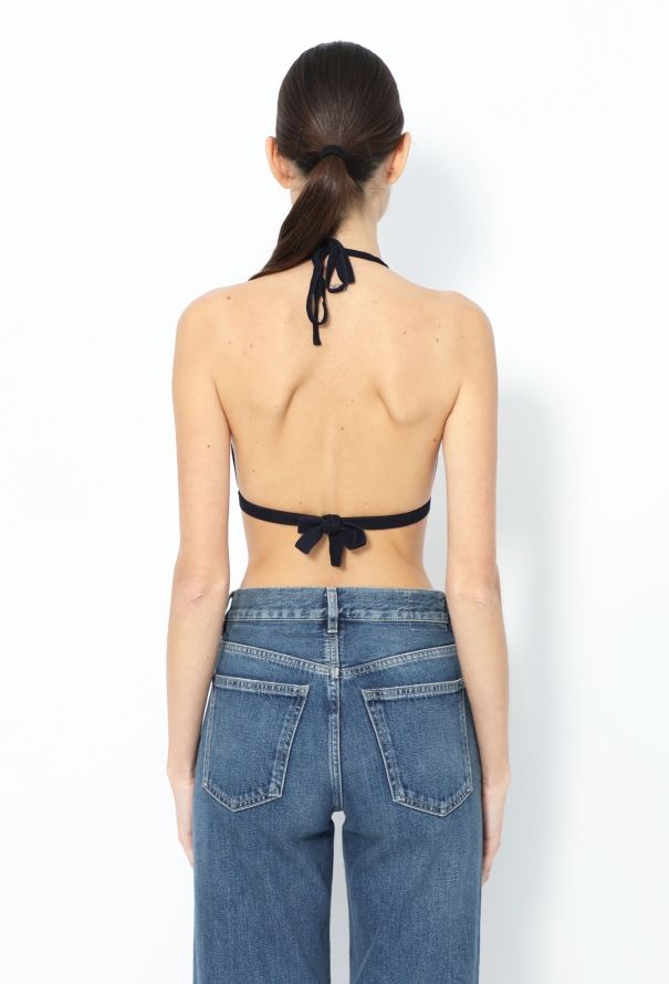 Chanel 1995 Navy Ribbed Bralette - 2