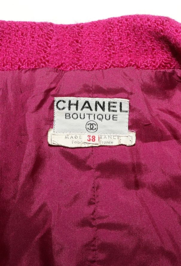 Chanel RARE '70s Fuscia Tweed Camélia Coat - 6