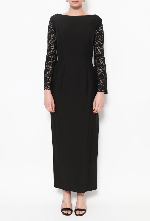 Dolce & Gabbana 90s Lace Sleeve Crêpe Dress - 2