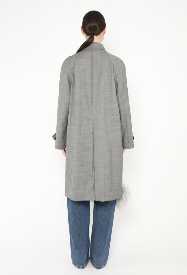 Prada S/S 2017 Ostrich Trim Trench Coat - 7