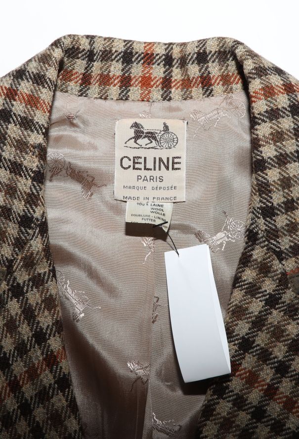 Céline '70s Suede Trim Houndstooth Blazer - 6