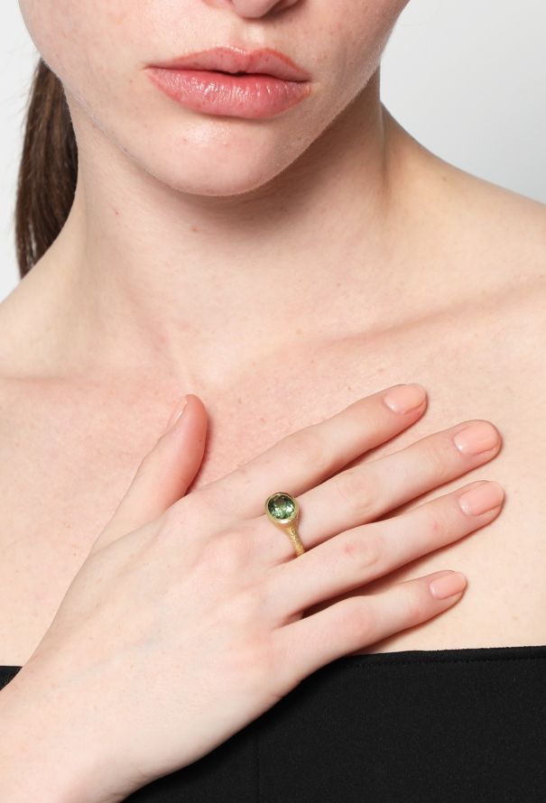 Vintage Fine Jewelry 18k Gold & Green Tourmaline Ring - 2