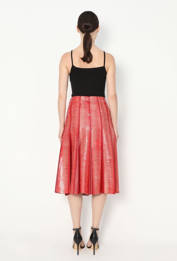 Céline Python Pleated Lambskin Skirt - 4