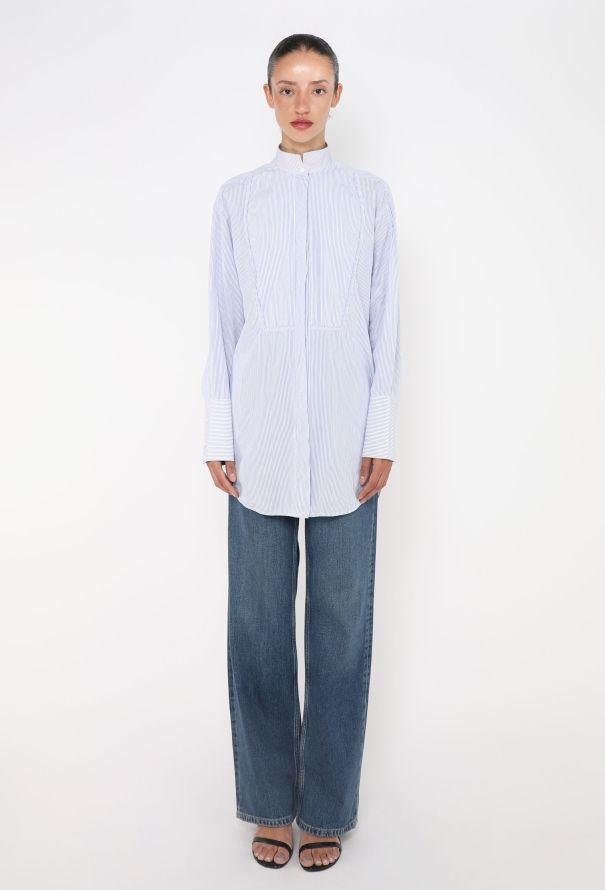 Céline Pinstripe Bib Tunic Shirt - 2