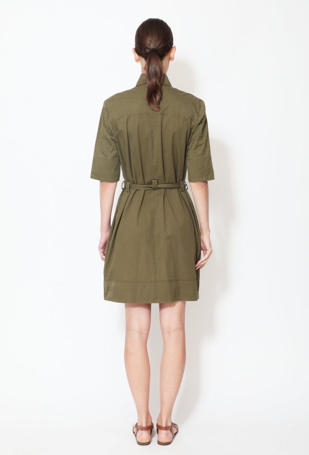 Valentino Khaki Belted Utility Dress - 4