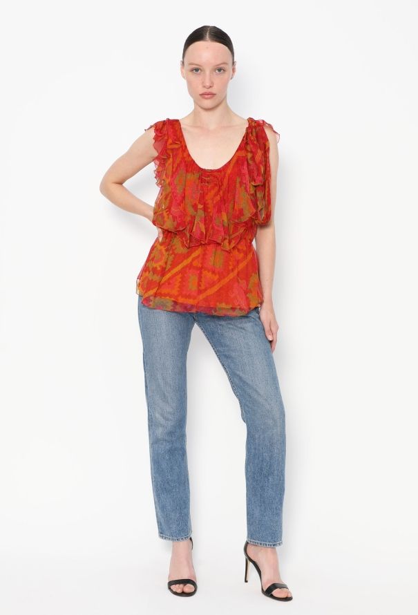 Dior 2006 Ruffled Chiffon Top - 3