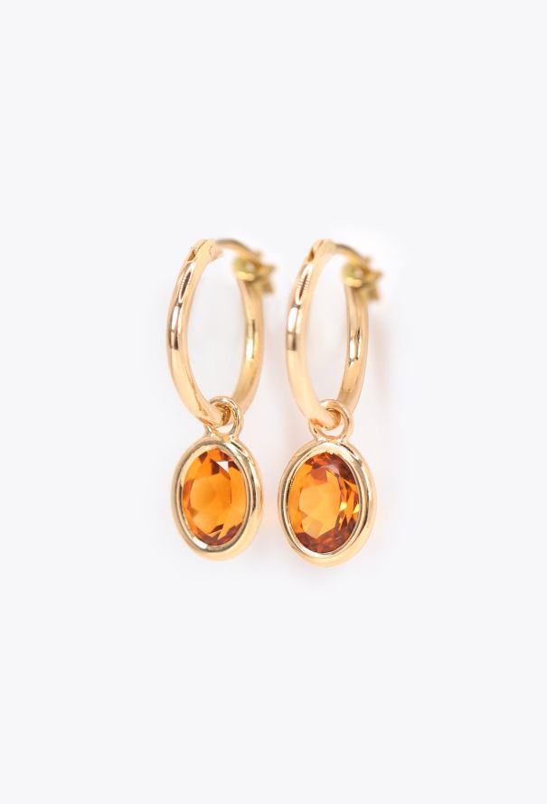 Modern Fine Jewelry 18k Yellow Gold & Madeira Citrine Earrings - 3