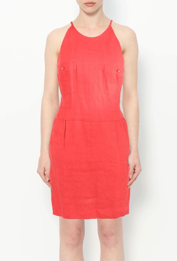 Chanel S/S 1996 Linen 'CC' Halter Dress - 3