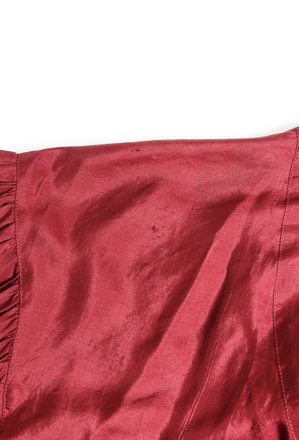Comme des Garçons RARE 1988 Burgundy Pom Pom Silk Blouse - 7
