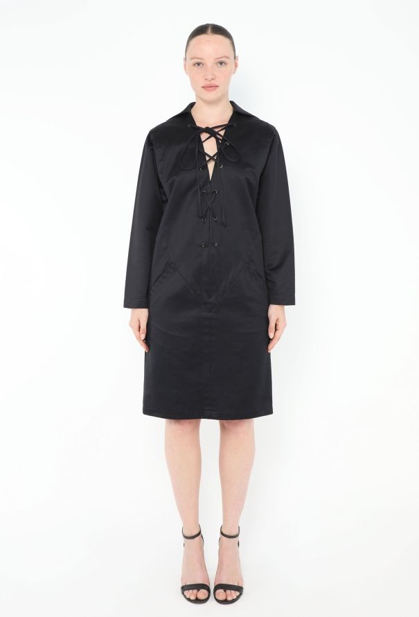 Saint Laurent Rare S/S 1991 Lace-Up Safari Dress - 4