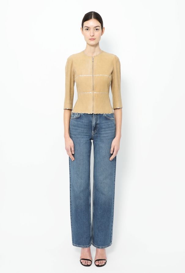 Chanel 2000 Suede Metallic Trim Jacket - 3