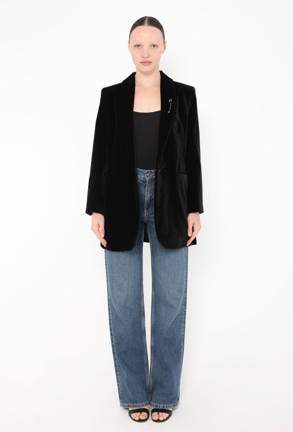 The Row 2022 Jerry Velvet Brooch Jacket - 3