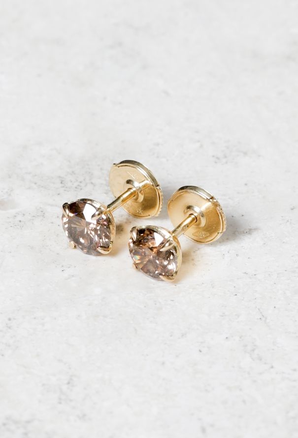 Modern Fine Jewelry 18k Gold & Brown Diamond Studs - 3
